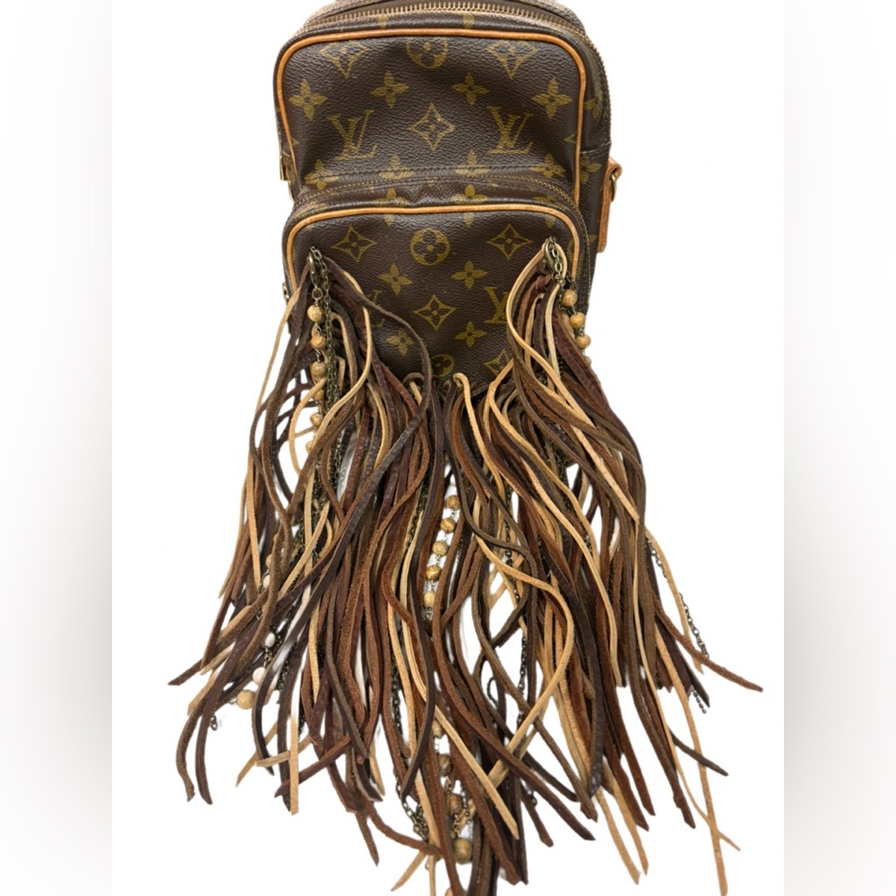 Vintage boho Upcycled Louis Vuitton Danube PM with Fringe - Picture 3 of 12